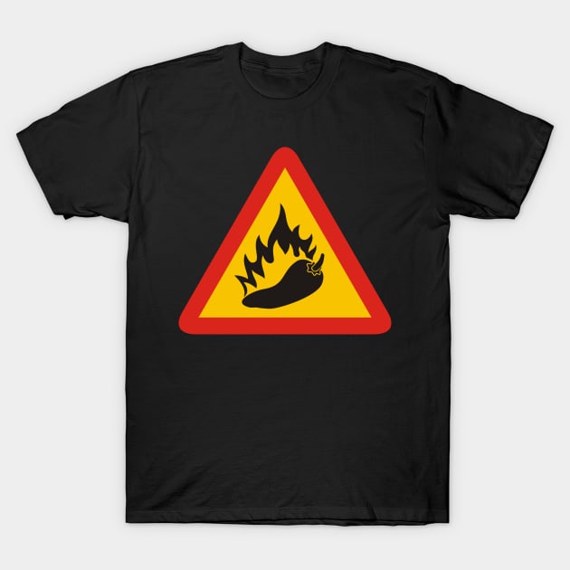 Hot Pepper Danger Sign T-Shirt by sifis